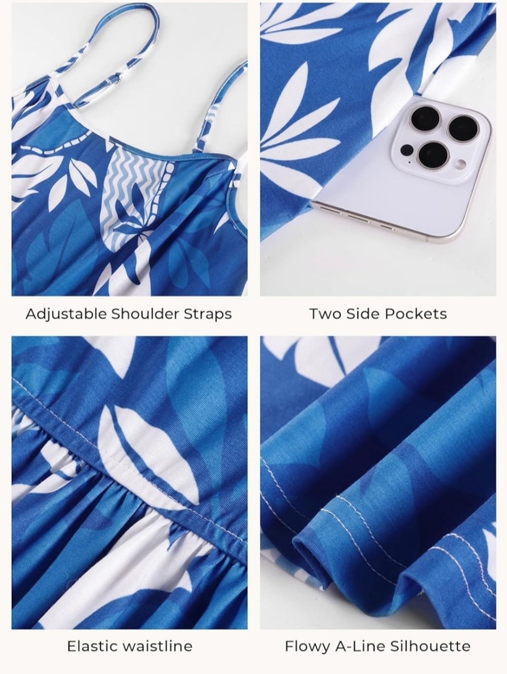 Blue Tropical Midi Maxi Dress Size 12 NWT Summer Beach Sundress - Picture 3 of 4